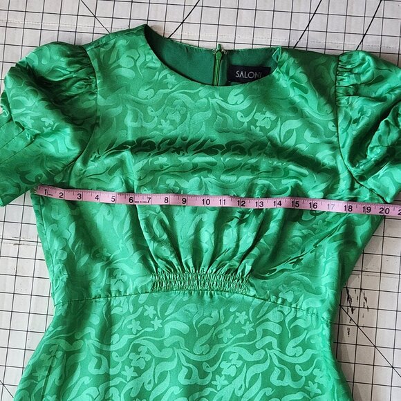 SALONI 100% Silk Green Bianca Midi Dress NWT Size 10 - Picture 14 of 17